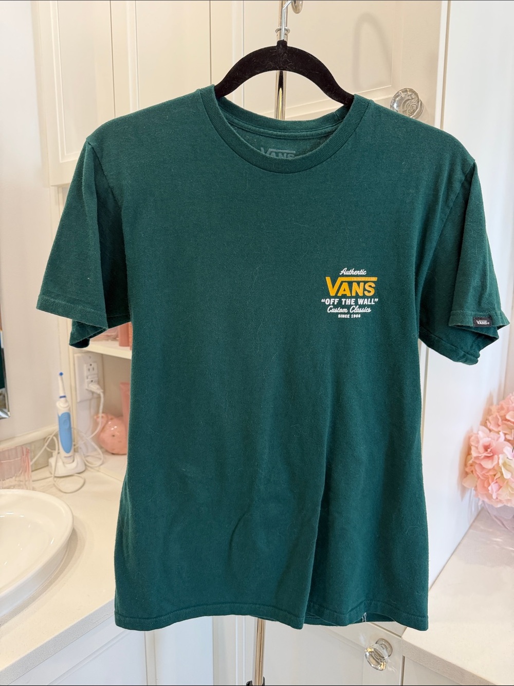 Vans Dark Green Tee with Yellow 'Off The Wall' Logo